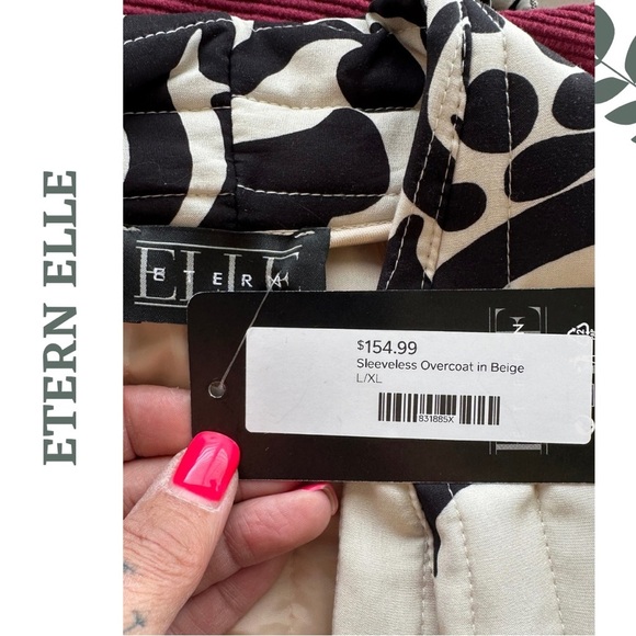 Etern Elle Black and White Patterned Vest Quilted Tie Waist Cap Sleeve Sm Medium - Picture 8 of 8